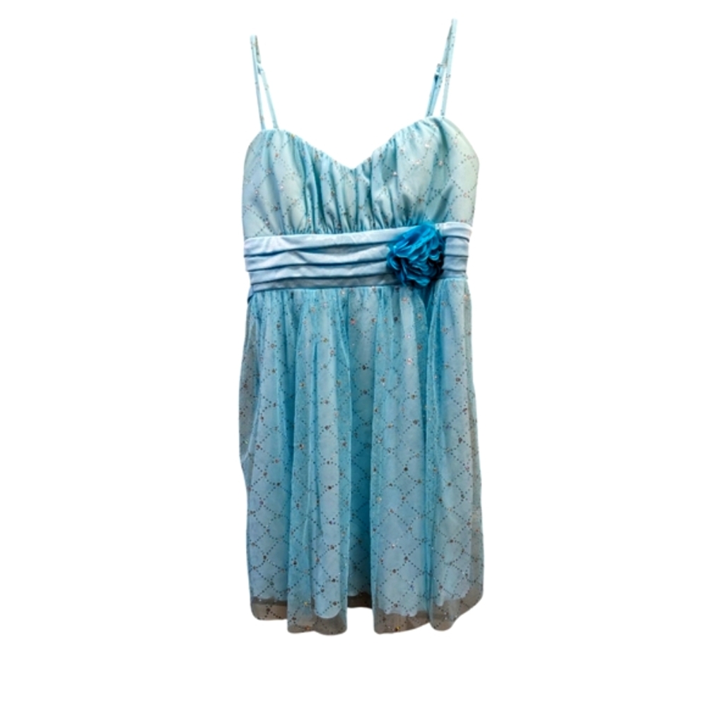 by & by:Ruched BodiceSleeveless Party Dress Silver Embellishments-Size 9 Junior